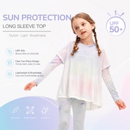 Kids Fake Two-Piece UPF50+ Sun Protection Top | Ice Silk Quick-Dry Mesh Long Sleeve T-Shirt