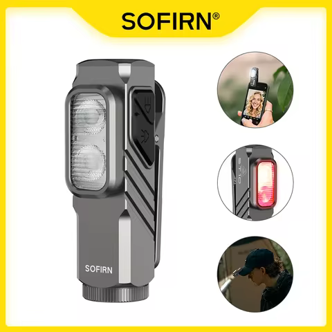 SOFIRN ST10 1000lm Mini Clamp Flashlight 144m 7000K LED Light 14500 USB C Rechargeable White&Red Lam