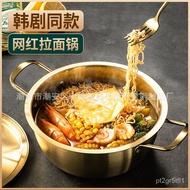 Korean Instant Noodle Pot Stainless Steel Ramen Pot Small Saucepan Korean Internet Celebrity Binaural Instant Noodles Po
