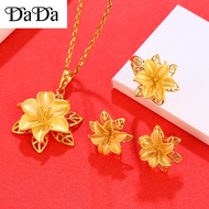 Emas 916 Original Malaysian Necklace Ladies Indian Set Small Daisy Ruby Micro Inlaid Sunflower for W