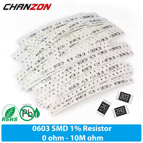 0603 1% High Precision SMD Resistor Kit 0ohm 16 100 470 1K 4.7K 3.9K 10K 33K 43K 56K 62K 75K 82K 91K