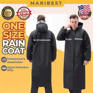 FREE SIZE Rain Coat Long Jacket Baju Hujan Motor Motosikal Bike Bicycle Unisex Waterproof Reflective