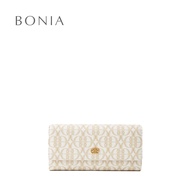 Bonia Brown La Luna Monogram Trifold Long Wallet