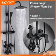 KOYOT 4 Dalam 1 Shower Kamar Mandi Full Set Panas Dingin Persegi Hitam Matte dengan Mixer Panas Ding