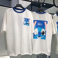 (45-68kg) Áo tay lỡ unisex nam/nữ hình STITCH. Áo tay lỡ form rộng. Áo thun unisex chất thun cotton 