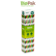 BioPak Compostable Paper Drinking Straws Regular & Jumbo Mixed Colour Straw Bubble Tea