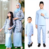 Baju kurung Kebaya Hafiza Baby Blue sedondon Ibu Ayah dan Anak baju outfit raya