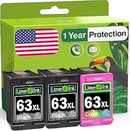 Limeink 3 Remanufactured Ink Cartridge 63XL 63 XL High Yield for HP Envy 4512 4520 Deskjet 3632 2130 2132 1110 3636 3637 1112 3630 3634 OfficeJet 3830 3833 4650 4652 4655 5255 5258 Printer Black Color