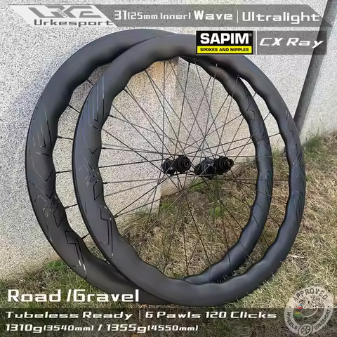 700c Ultralight 1275g Sapim CX Ray 31 Width Wave Gravel / Road Disc Brake Carbon Wheels Tubeless Rea