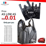 HIGH Quality Singlet Plastic Bag/T-Shirt/Tangkai Hitam Black 9x11/12x13/12x16/15x16Black Plastic Bag