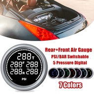 2'' 52mm 7 Colors Air Suspension Pressure Gauge Bar & PSI Air Ride Meter LED Display with 5 PCS 1/8 