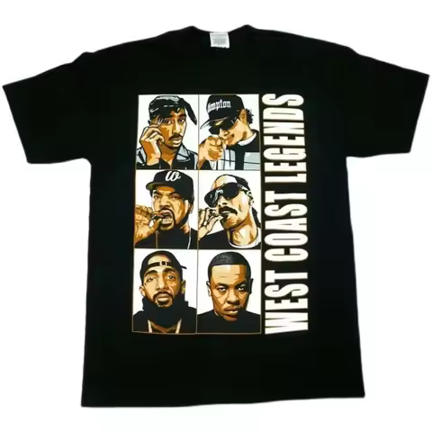 WEST COAST RAPPER 2PAC 50Cent Rap OG Street Dance BBOY Loversize HipHop Short Sleeve T-Shirt Summer 