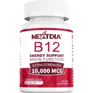 Nextdia Vitamin B12 Methylcobalamin 10000 mcg 90 Fast Dissolve Tablets Active B12 Vegan Methyl For E