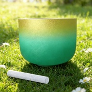 Hye-eun 8inch Gold and Green 432hz/440hz Meditation Sound Healing Bowl with Purple Bag