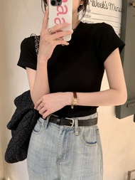 เสื้อยืดสีขาวผู้หญิง/แขนสั้นรอบคอ ดูผอมลงเสื้อยืดฝ้ายขาว นุ่มมาก CCC #008