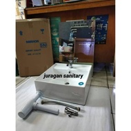 Paket Wastafel Kotak model TOTO + Cermin Kamar Mandi pertukangan