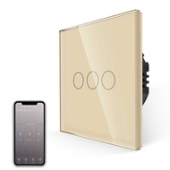 Golden 3G Touch Smart WIFI Switch Glass Flat Fireproof Waterproof German Socket with Grounding Russi