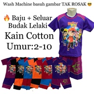 👕🩳Budak 3~12tahun Baju Set Budak Lelaki Kain Cotton ( Lengan Pendek, Seluar Pendek)/ Boy Suits (BoBo