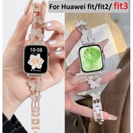 Luxurious Butterfly Diamond Watchband For Huawei Watch Fit 3 Strap Wristband Huawei Fit3 Strap Replacement Huawei Fit 3 Strap Smart Watch Strap For Huawei Watch Fit3 Strap