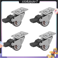4PCS Furniture Casters Wheels Swivel Caster Silver Roller Wheel with Brake for Platform Trolley Chair