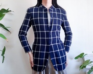 MANI By GIORGIO ARMANI 羊毛格紋西裝外套 藏藍色 42碼 義大