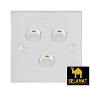 Selamat 3 Gang 1 Way Light Switch