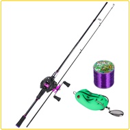 Sougayilang Fishing Rod Set เบ็ดตกปลาครบชุดคันเบ็ดคาร์บอนไฟเบอร์สองส่วนขนาด 1.8 ม. และรอกแบบเรียบสีม