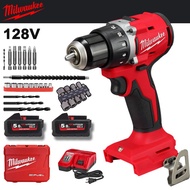 【รับประกัน 5 ปี】Mllwaukee M18 FUEL 128V สว่านไร้สาย ไขควงไฟฟ้าไร้สายไร้แปรงถ่าน สว่านไฟฟ้าแบตเตอรี่ล