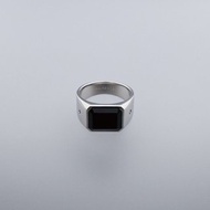 八角形鴉青墨玉翡翠戒指