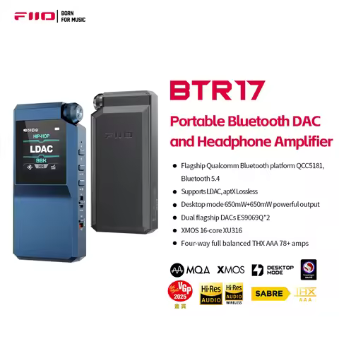 FiiO BTR17 Headphone Amp Bluetooth 5.4 Receiver with LDAC/aptX Lossless support, Hi-Res Portable DAC