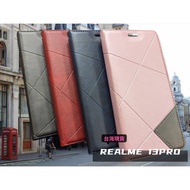 R REALME13/13+/ REALME13PRO/REALME13PRO+British Style Geometric Stitching Mobile Phone Leather Case 