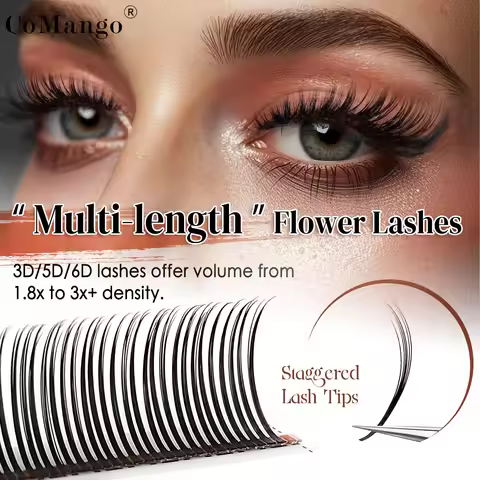 CoMango Multi length Flowering Lashes 3D/5D/6D Eyelashes Extension Super Soft C/D/LC/LU Individual C