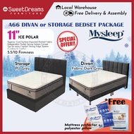 A66 Bed Frame | Frame + 11" Cooling Mattress Bundle Package | Single/Super Single/Queen/King Storage Bed | Divan Bed