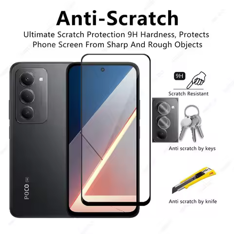 For Xiaomi Poco M8s Glass Black Edge Protective Film For Poco M8s 5G Film Screen Protector Camera Le