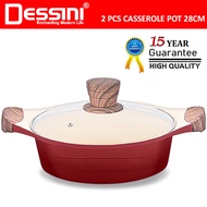 DESSINI ITALY XWSP-28 Die Cast Aluminium Non Stick Casserole Pot Bowl Deep Fry Pan Induction Cookwar