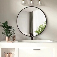 Round Mirror Toilet Mirror Aluminum Alloy Nordic Bathroom Mirror Toilet Sticker Wall Hanging Cosmetic Mirror