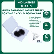 8D ready-made eyelashes, curvature C - CC - D, thickness 0.07 (1 box of 1000 fans) volume 8d eyelash