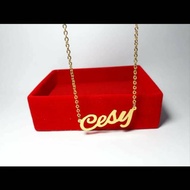Gold Engraved Name Necklace 24k Gold PlatedPOLOS