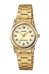 Casio Standard นาฬิกาข้อมือผู้หญิง สายสแตนเลส รุ่น LTP-V001G,LTP-V001G-9B,LTP-V001G-9BUDF - สีทอง