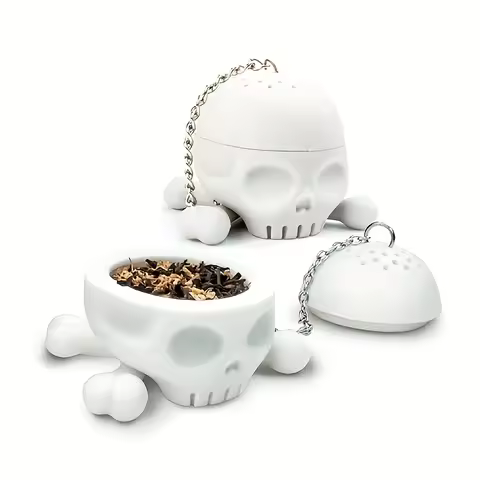 1pc Tea Pot Cross-Chain Skull Tea Filter Food Grade Silicone Tea Filter