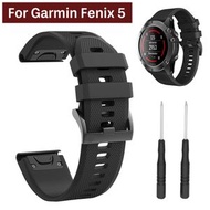黑色 適用於佳明 Fenix5 Fenix6 Fenix5Plus 22mm矽膠快拆錶帶 手錶腕帶
