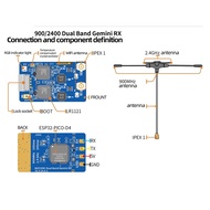 (ZVET) 900MHz / 2.4GHz Dual Band Gemini RX for FPV Drone Receiver Diversity ELRS 915 2.4G Dual Anten