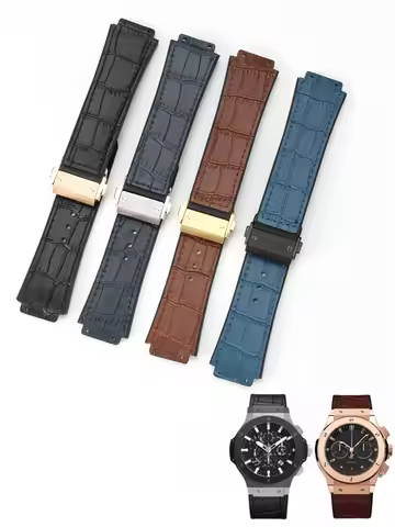 Crocodile Pattern Genuine Leather Watch Band Chain Silicone Male Substitute Hublot Hengbao Yuqi Big 