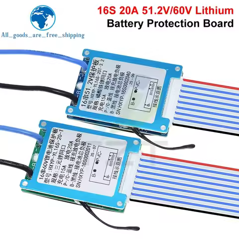 TZT BMS 16S 51.2V / 60V 20A Lifepo4/Lmo Ternary Li-ion Lithium 18650 Battery Charge Protection Board