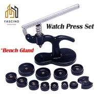 【SG】Watch Repair Tool Kit Back Case Closer Press Battery Replacement Back Case Opener Tools with 12 Dies Tweezers