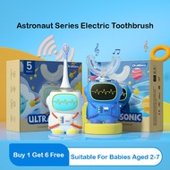 Astronaut Kids Electric Toothbrush with U-Shaped Head - IPX7 Waterproof, 2-Min Smart Timer, Magnetic