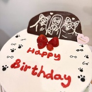 壽星與狗腳印與眼鏡客製化生日蛋糕 客製化蛋糕 鑠甜點 紀念日