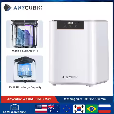 ANYCUBIC Wash & Cure 3 Max 15.1L Super Large Volume Curing Washing Machine For LCD SLA 3D Printer Fo