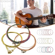LOOKSHOW 6pcs/set Rainbow Color Universal Acoustic Guitar String Brass Hexagonal Steel Core Strings 
