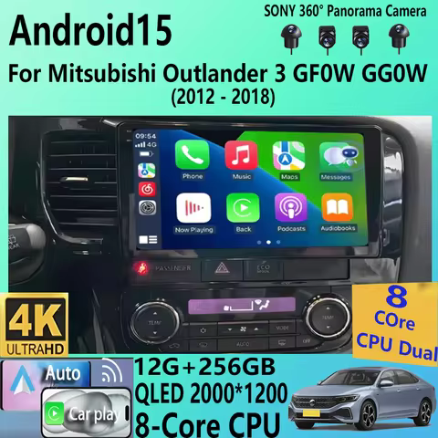 Android15 video Player Carplay Auto Car Radio For Mitsubishi Outlander 3 GF0W GG0W 2012-2018 Multime